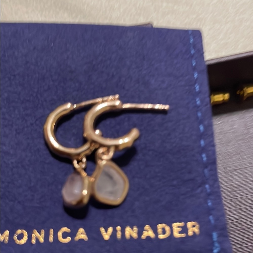 MONICA VINADER rose gold pink quartz nugget Earrings - Picture 6 of 8
